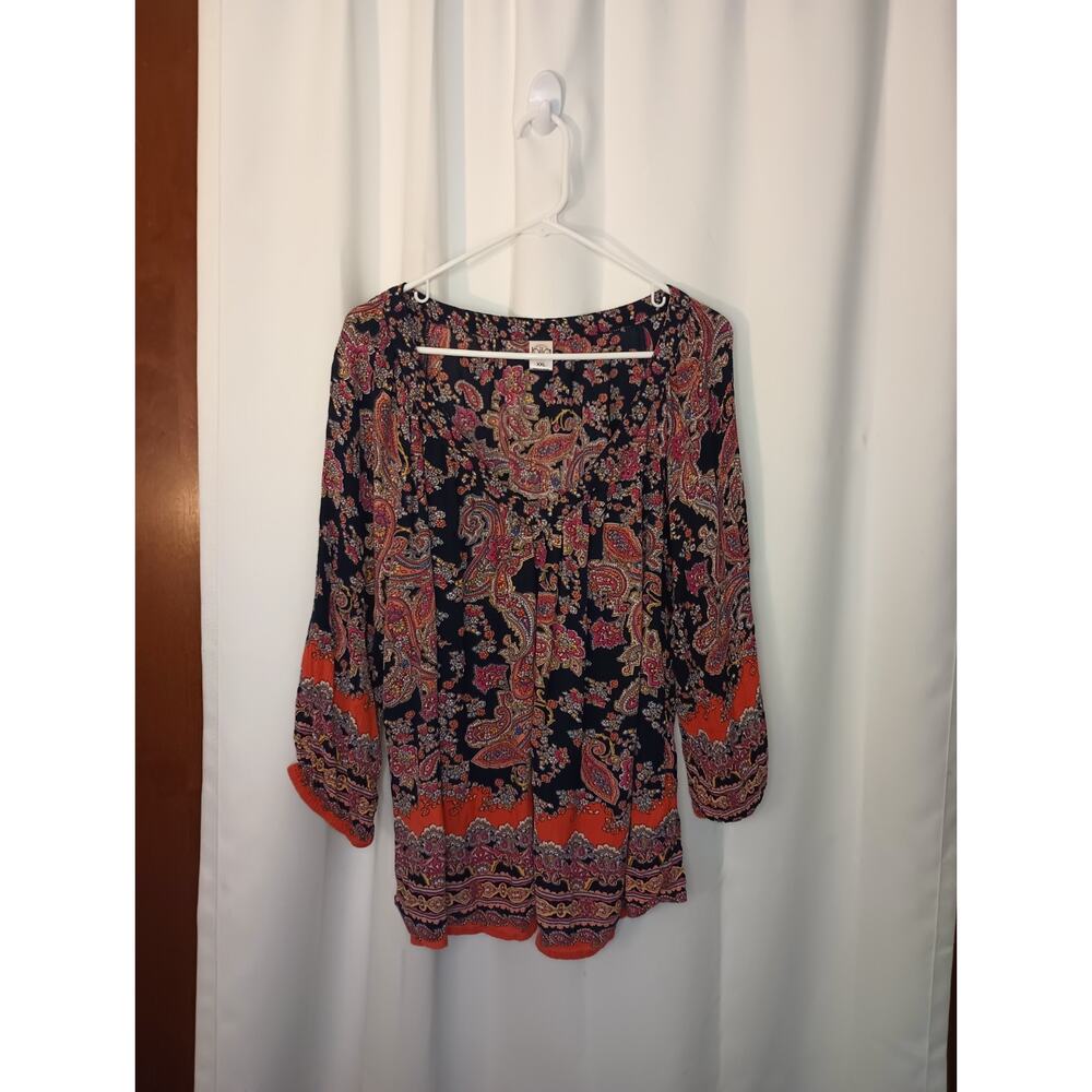 Bila Womens Boho Peasant Top XXL Paisley Flowy Festival Beach - Picture 2 of 10
